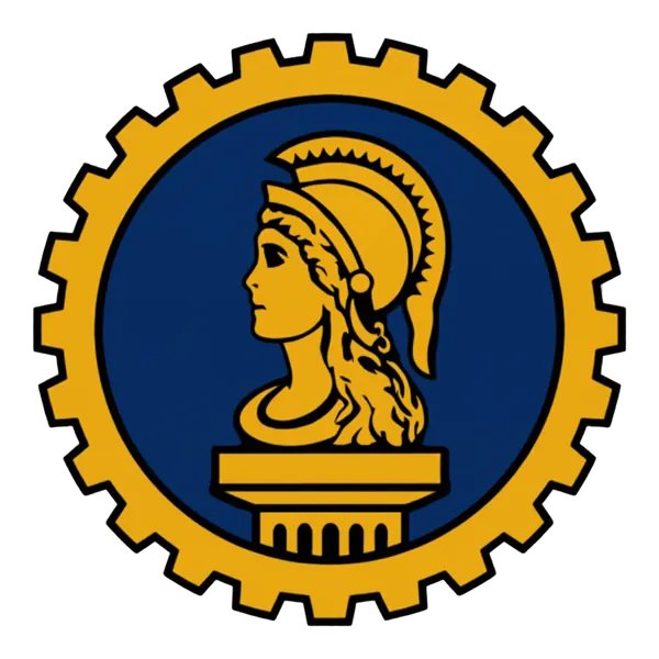 Símbolo oficial da Engenharia (CONFEA/CREA): Minerva na engrenagem, projeto com ART para porta de aço em São Paulo