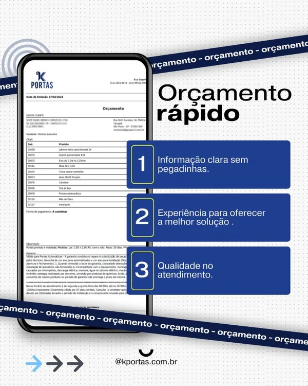Orçamento para porta de aço automática em São Paulo com consultoria técnica K Portas®